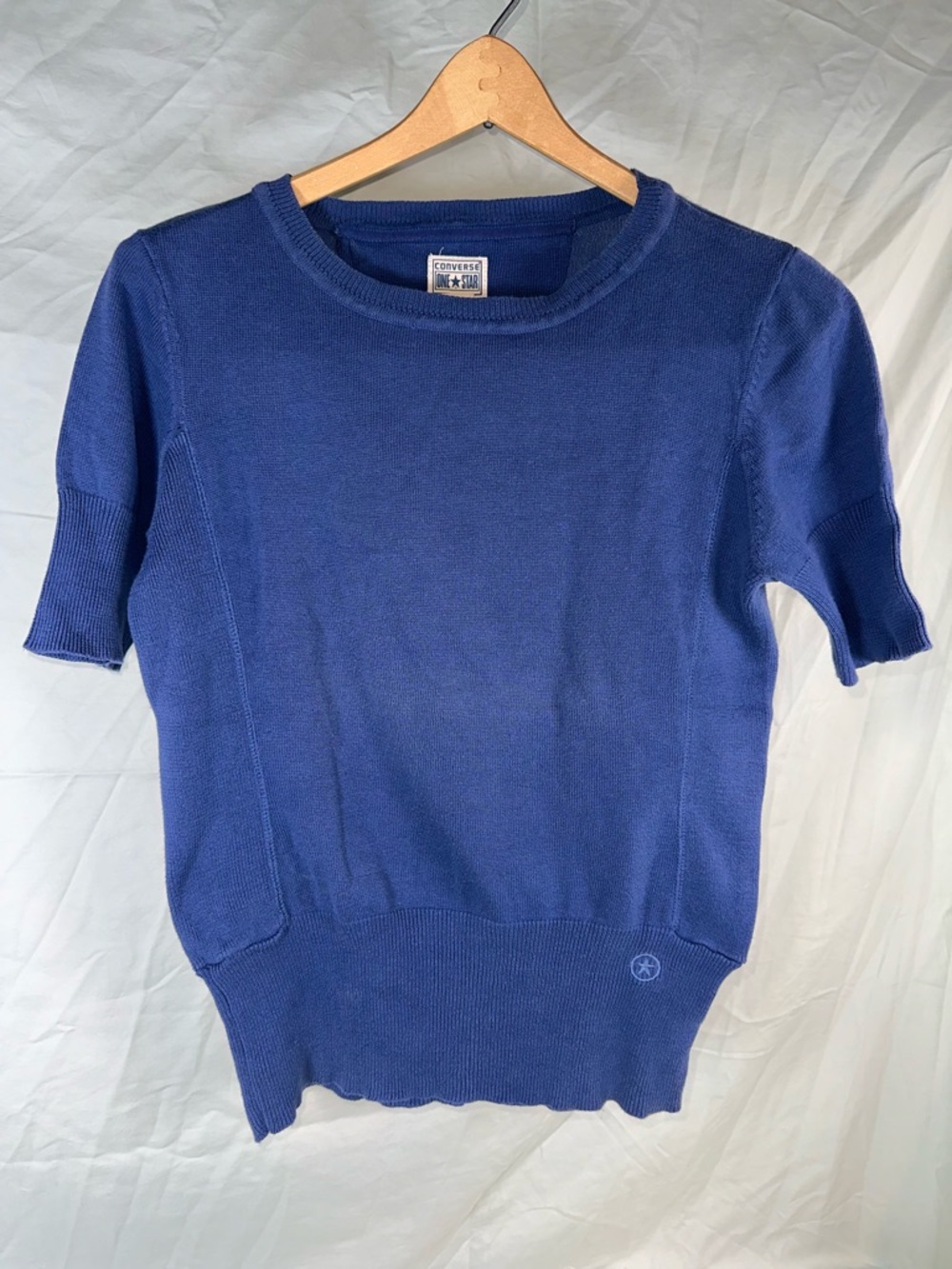Women’s Converse One Star Short Sleeve Sweater Knit Top Sz M